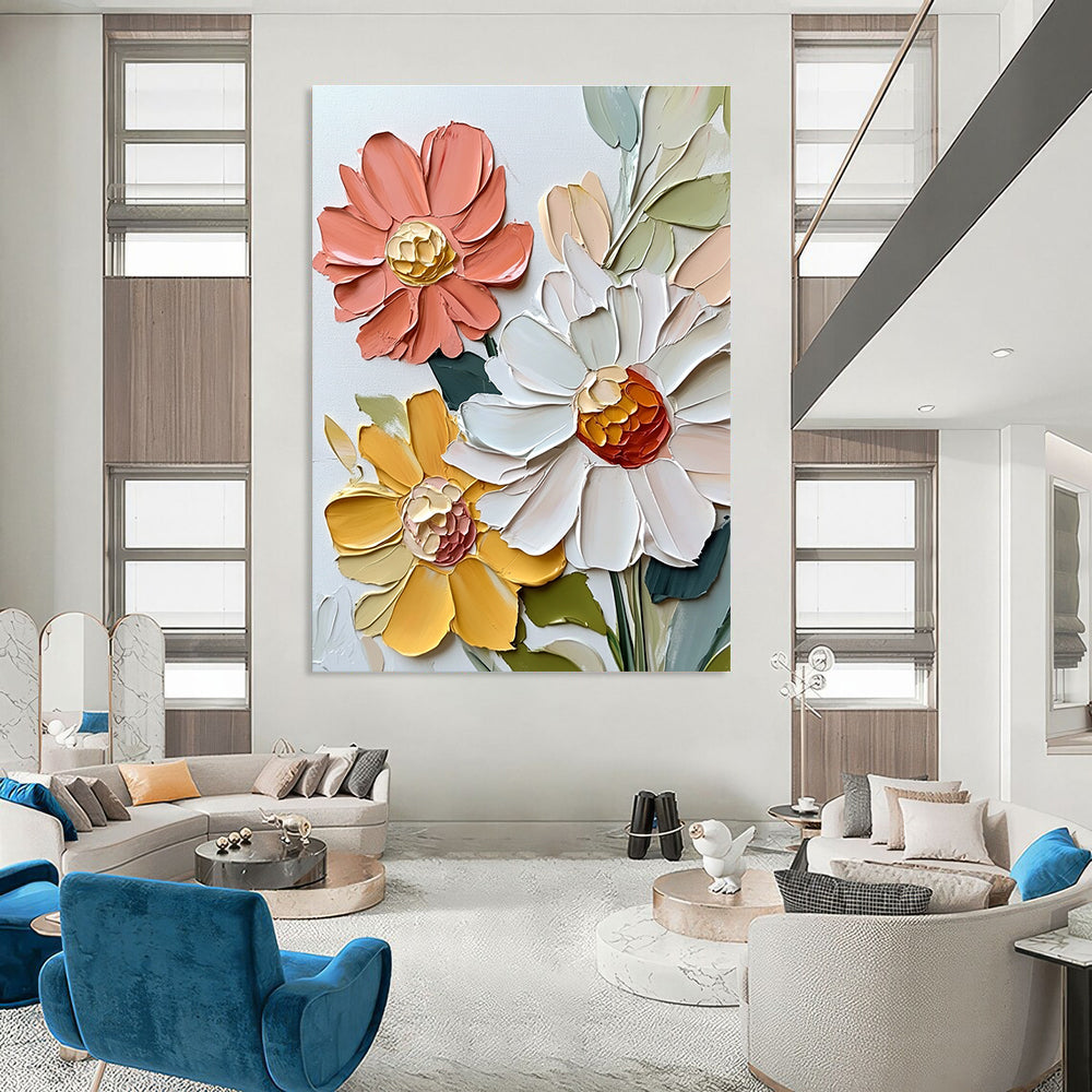 Textured Floral Bouquet Impasto Flower Abstract Painting GAB0278