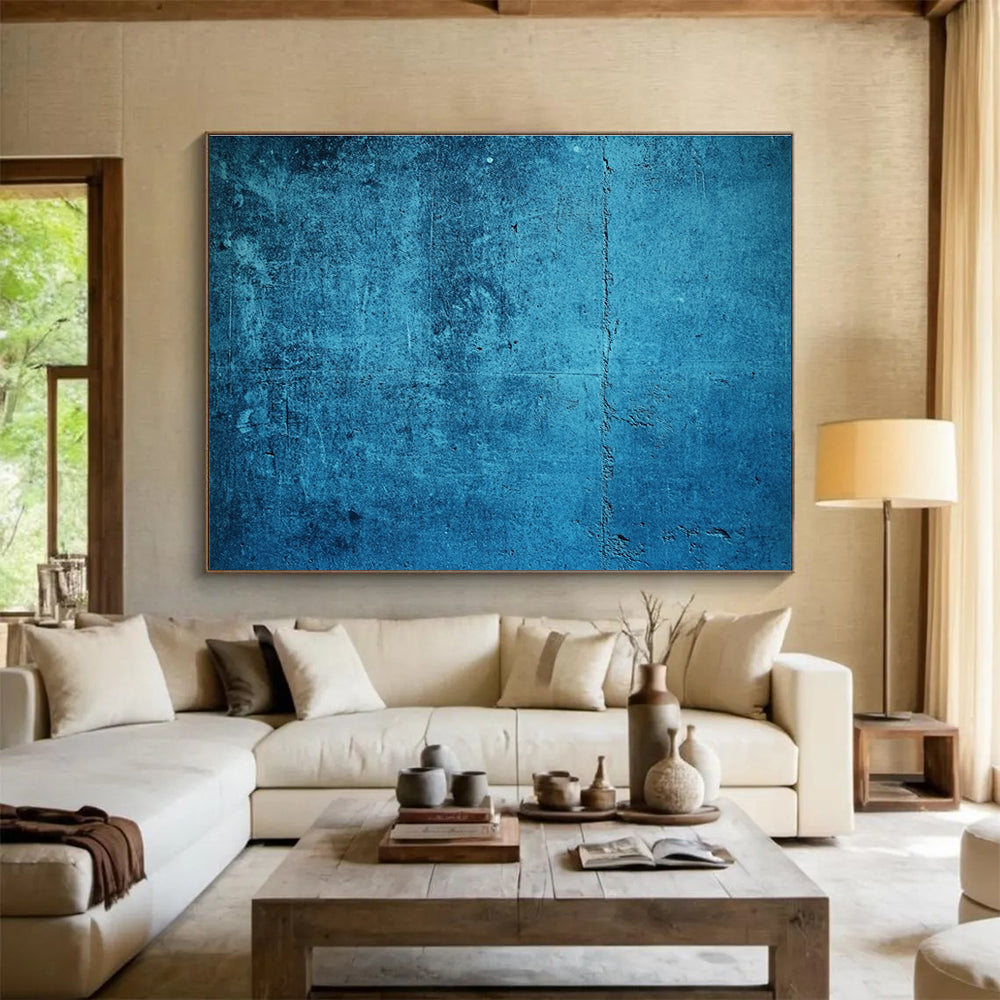 Blue Textured Background Abstract Painting with Industrial Charm ABS573