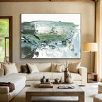 Green - Grey Abstract Painting for Eco - Conscious Spaces YHT139