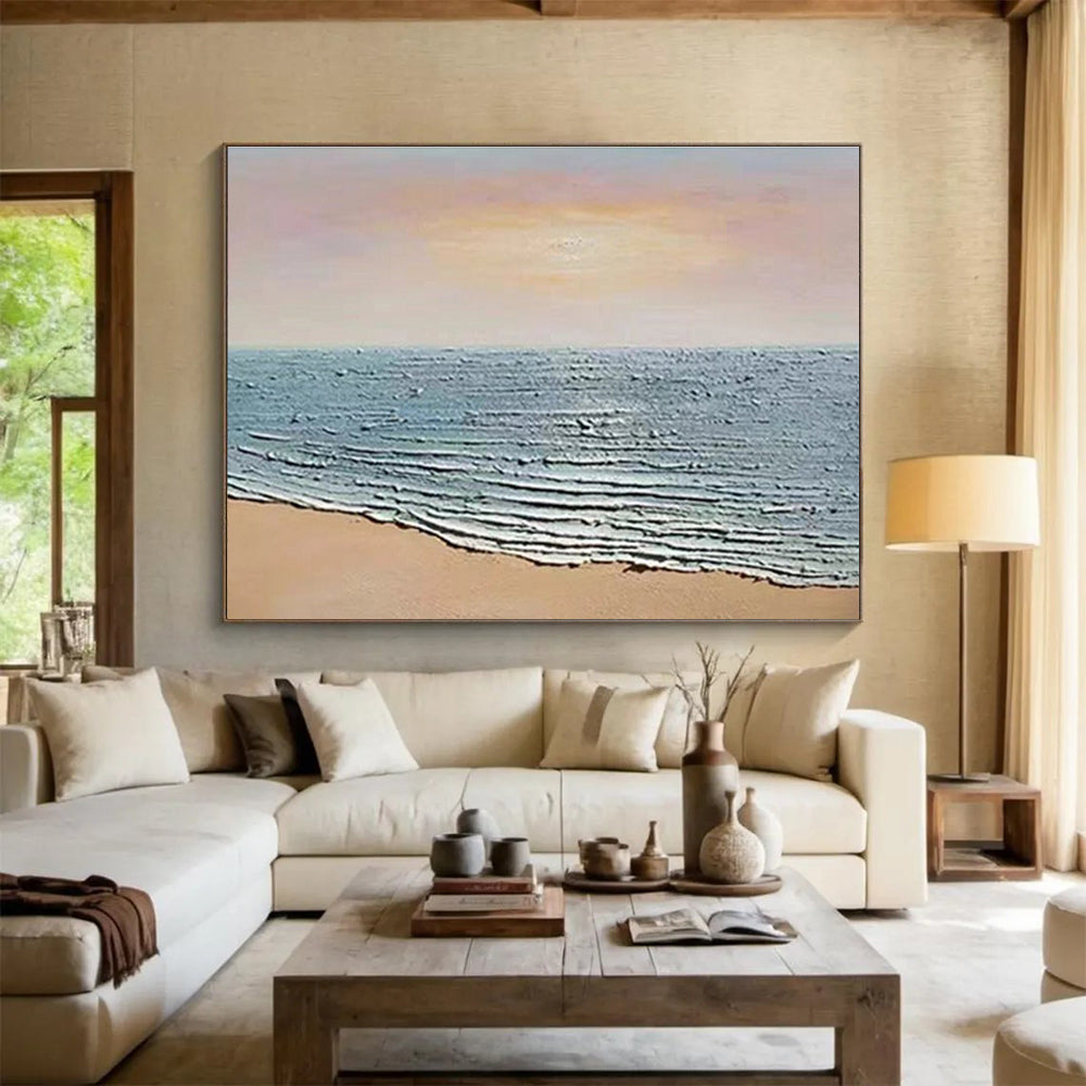 Textured Seaside Abstract Painting for Beachfront Galleries YHT184