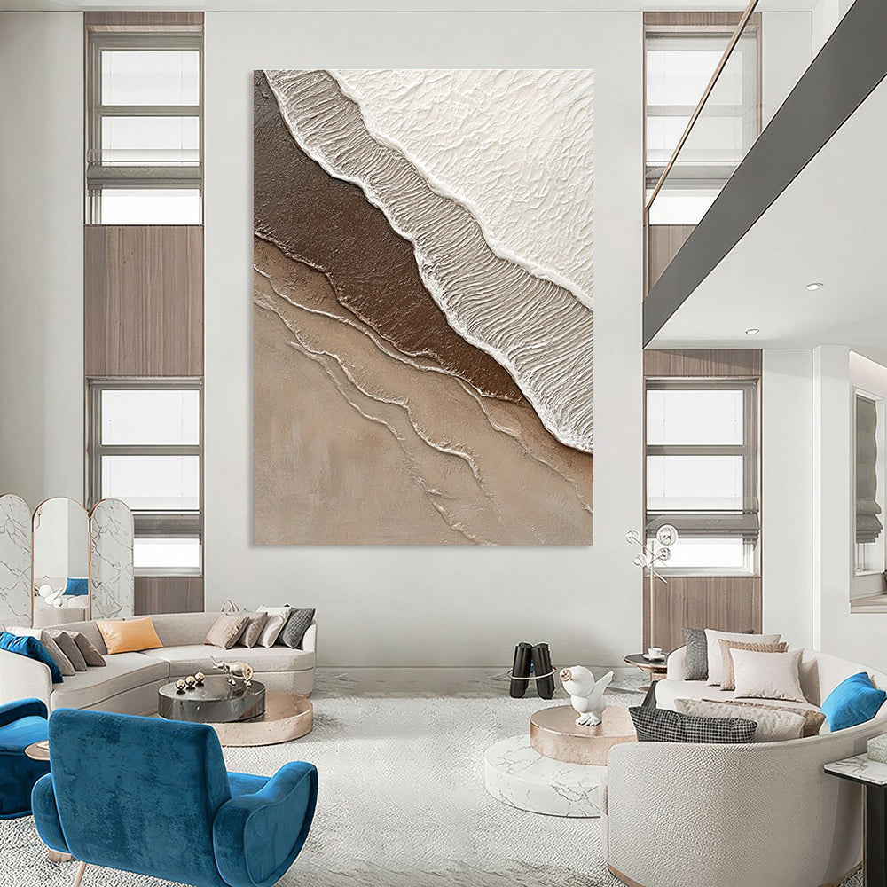 Multi - brown Wavy Textures Abstract Painting with Earthy Vibes GAB0076