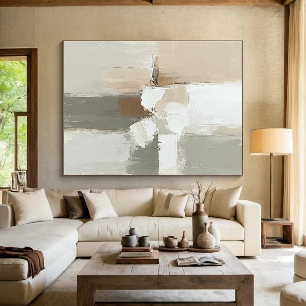 Neutral Abstract Flower Painting with Soft Simplicity WINK636