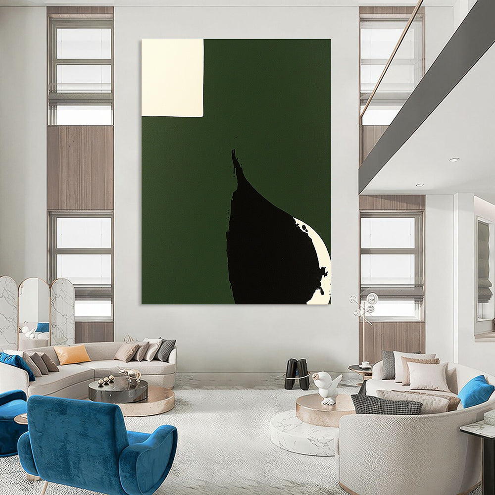 Green Black White Abstract - Bold Shape Art GAB0562