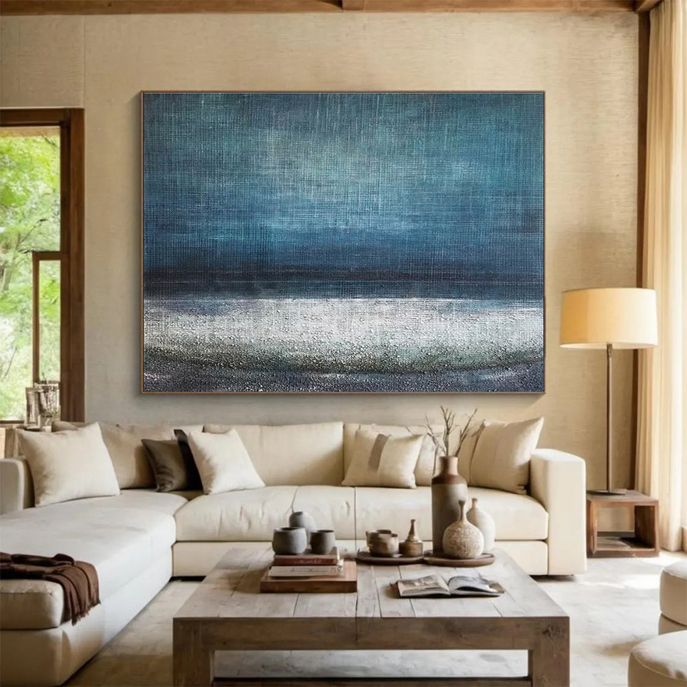Textured Sea Abstract Painting for Coastal Meditation Rooms YHT154