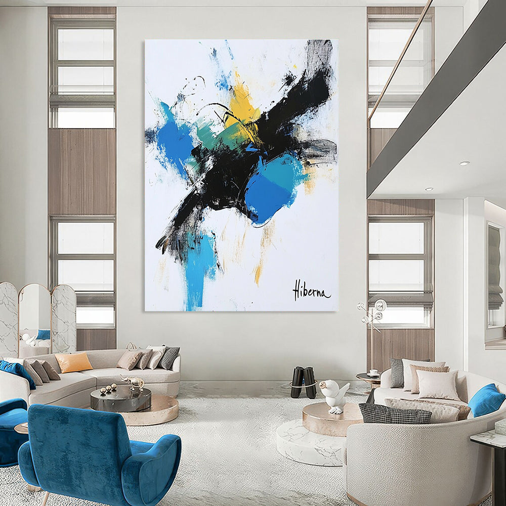 Bold Color Splash Abstract Painting of Energetic Expression GAB0198