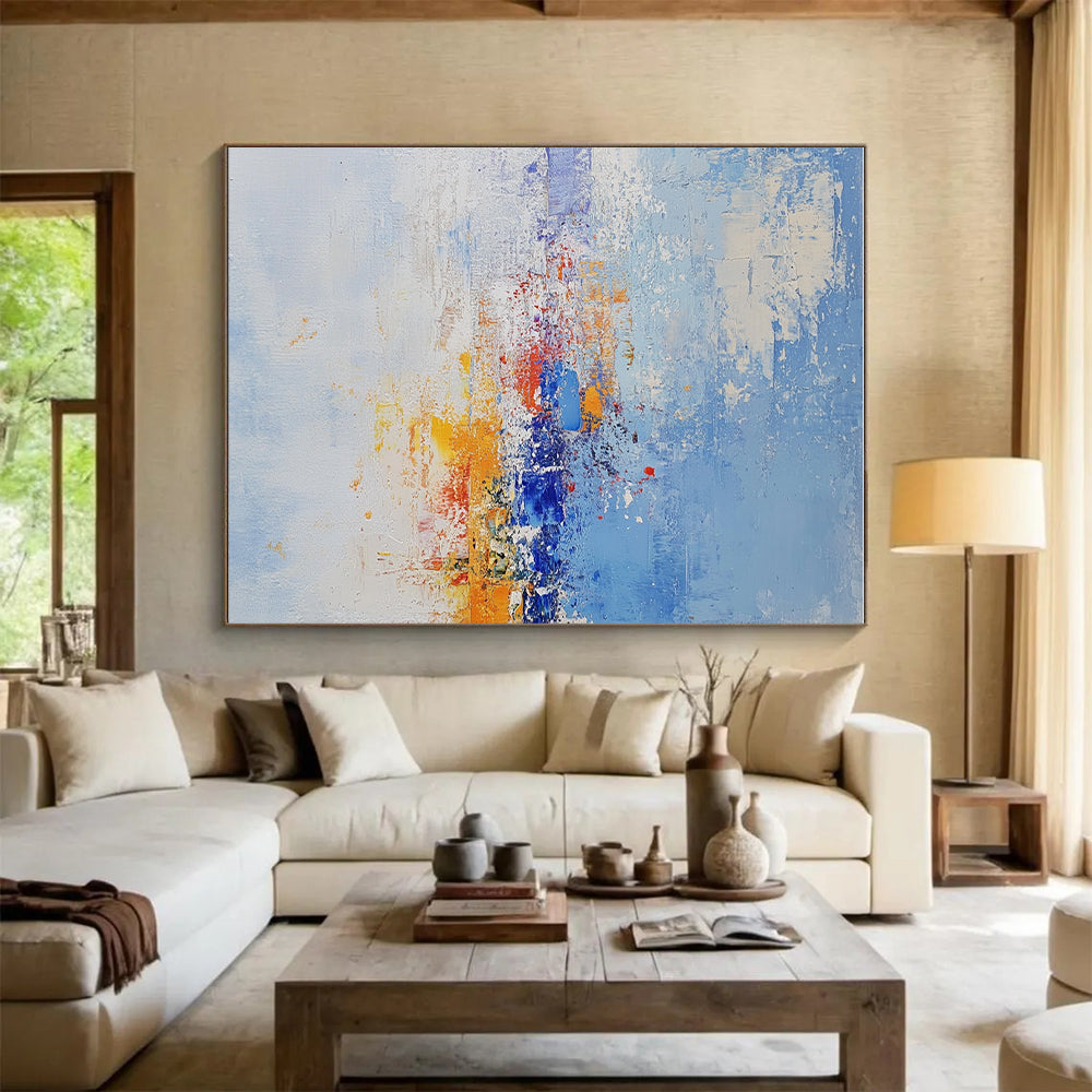Blue - Orange Abstract Splash Painting with Vibrant Energy WINK429
