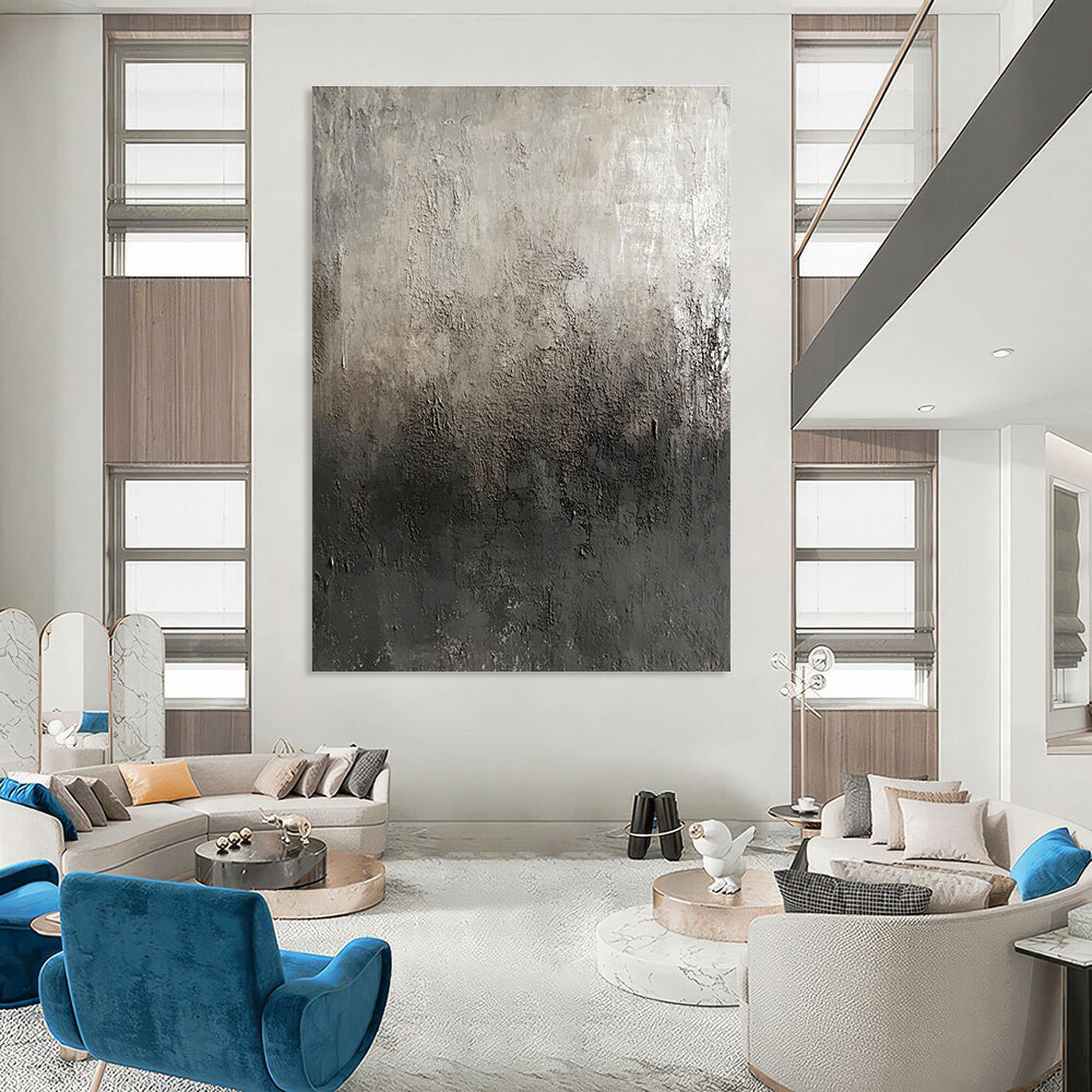 Textured Gray Gradient Abstract Painting for Industrial - Styled Lofts GAB1107