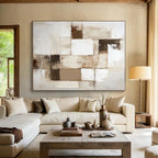 Beige Brown Abstract Blocks Painting with Subtle Textures WINK635