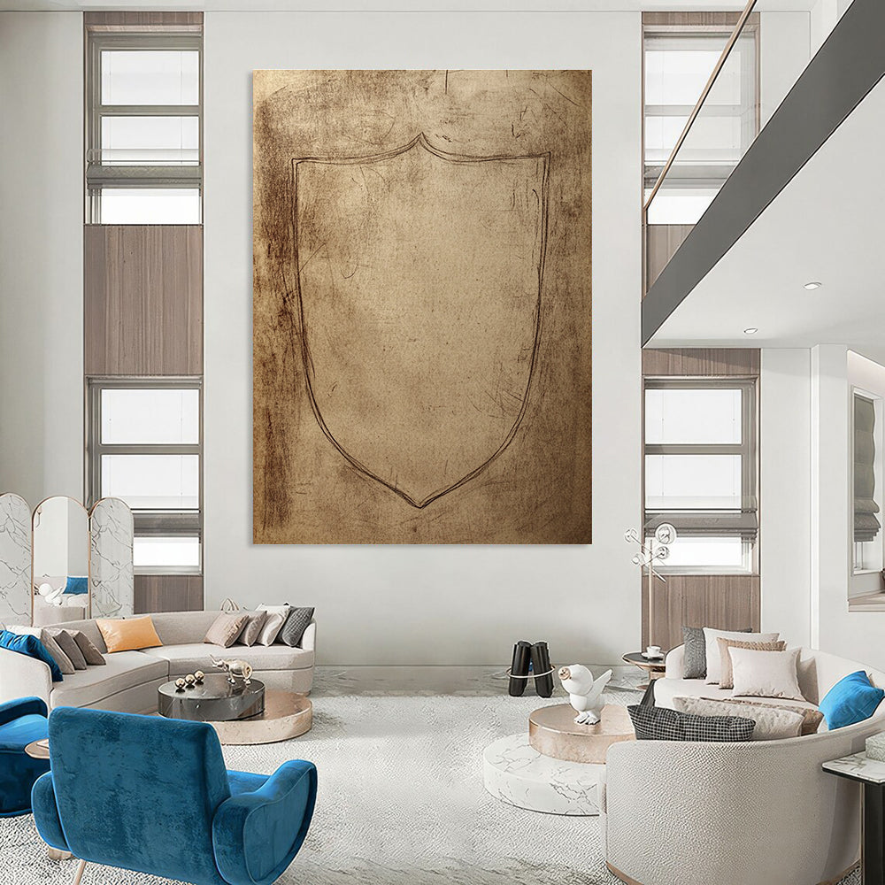 Shield Sketch Abstract Painting of Medieval Symbol GAB0121