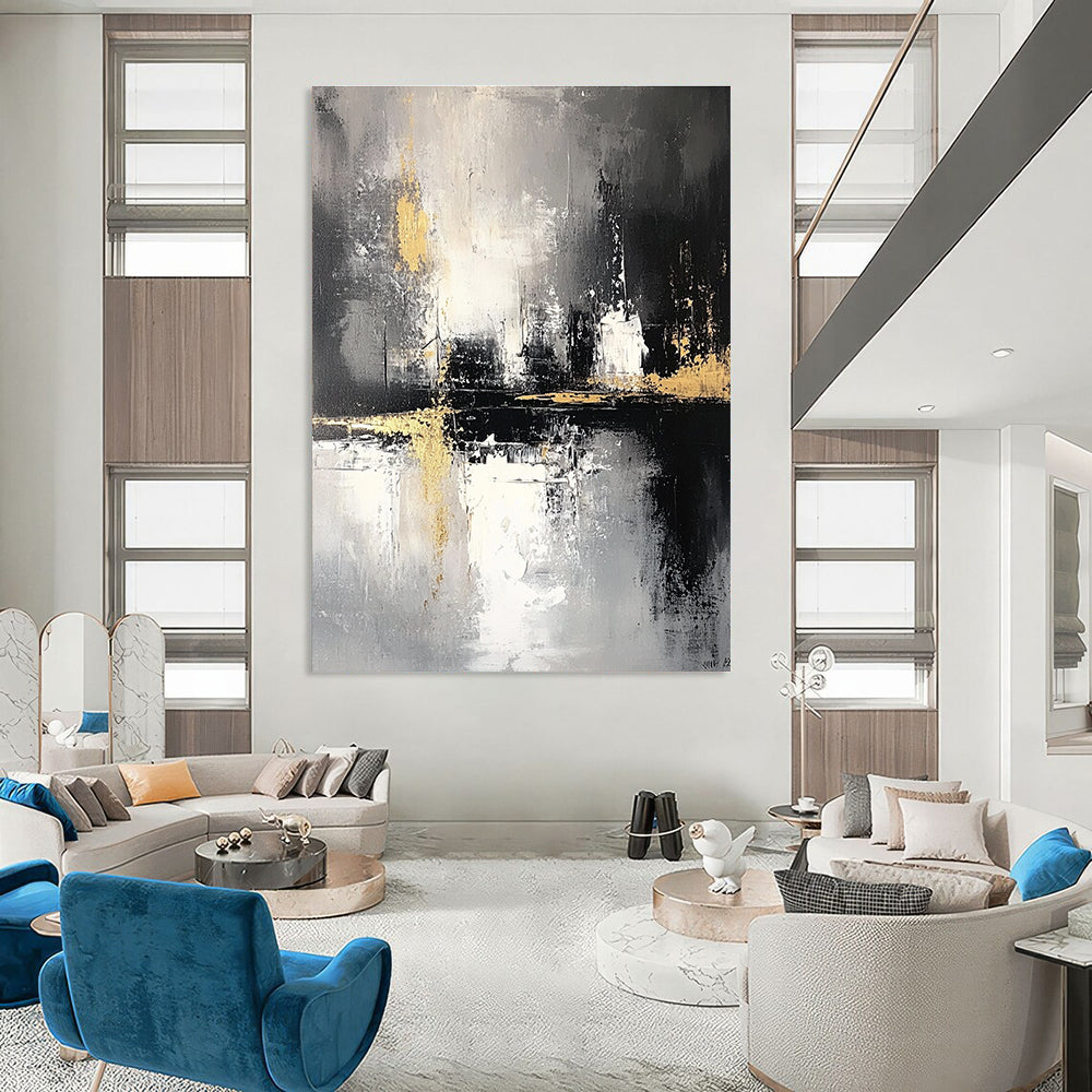 Dark Abstract Cityscape - Moody Urban Abstract Painting GAB0448