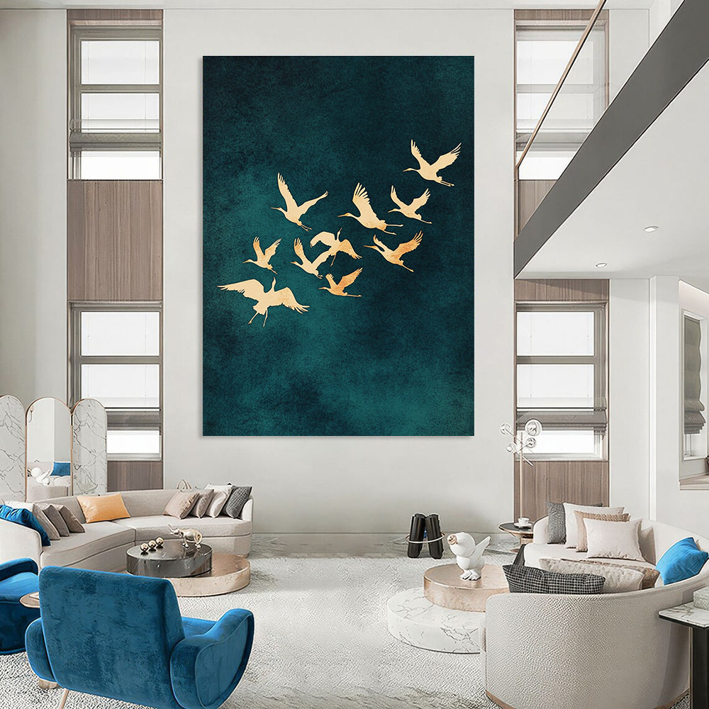 Flying Cranes II Abstract Painting for Zen - Themed Spaces GAB1343