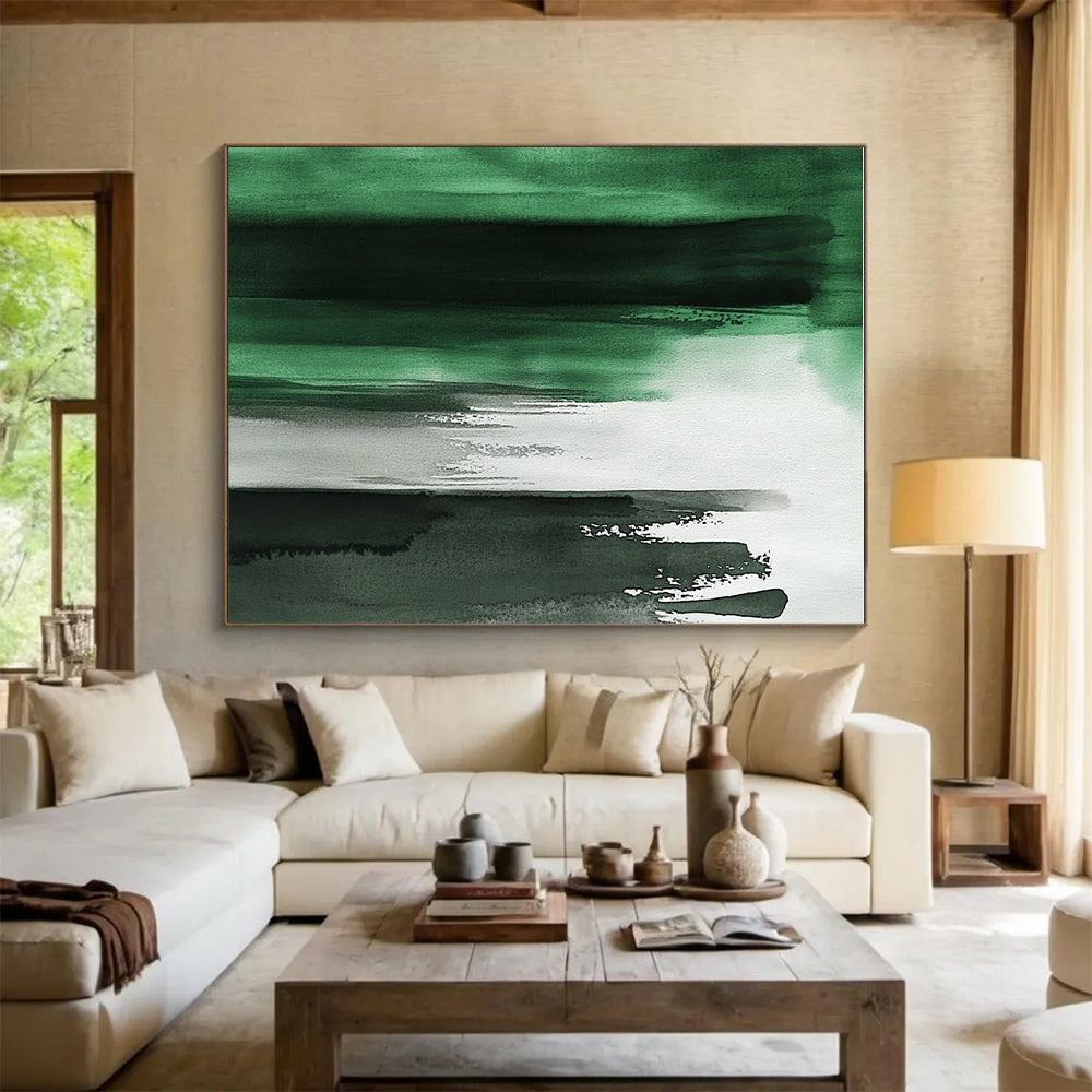 Green - Gray Abstract Wash Painting with Ethereal Mood WINK424