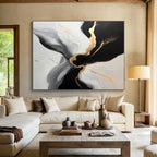 Black Gold Gray Abstract Painting with Luxurious Flows WINK510