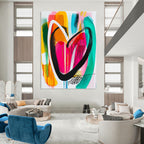Colorful Heart Abstract Painting for Romantic Wedding Venue Reception Areas GAB1199