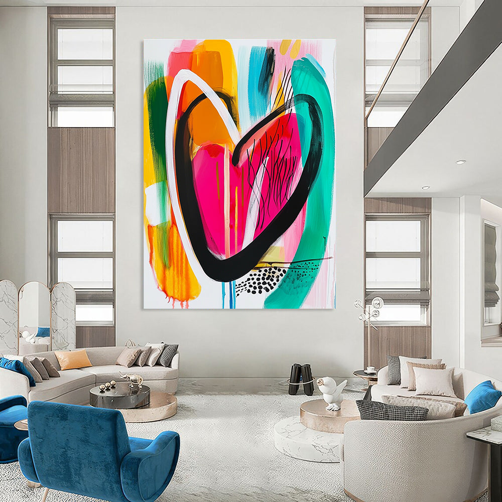 Colorful Heart Abstract Painting for Romantic Wedding Venue Reception Areas GAB1199
