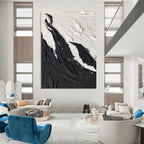 Black - White Textured Mountain Abstract Painting for Bold Interiors HENG404