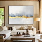 Elegant Gold - Accented Minimalist Abstract Painting with Subtle Textures ABS226