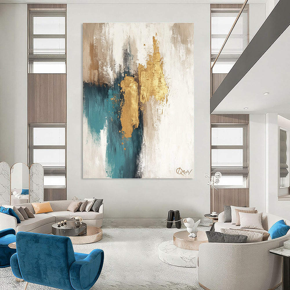 Neutral and Gold Abstract Painting for Minimalist - Luxury Homes GAB0896
