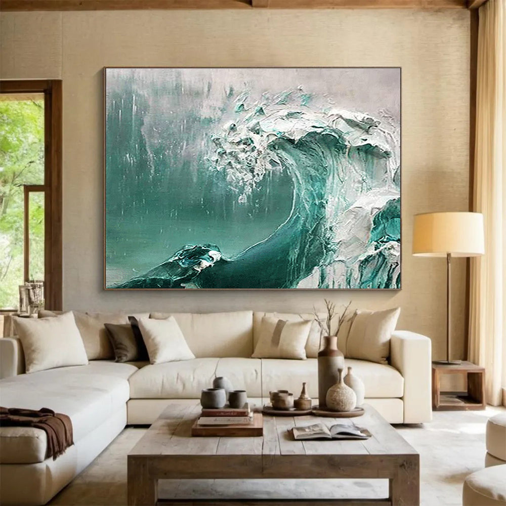 Turbulent Wave Abstract Painting for Ocean - Lover’s Home Offices YHT232