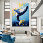 Leaping Whale in Color - Expressive Impasto Sea Art GAB0392