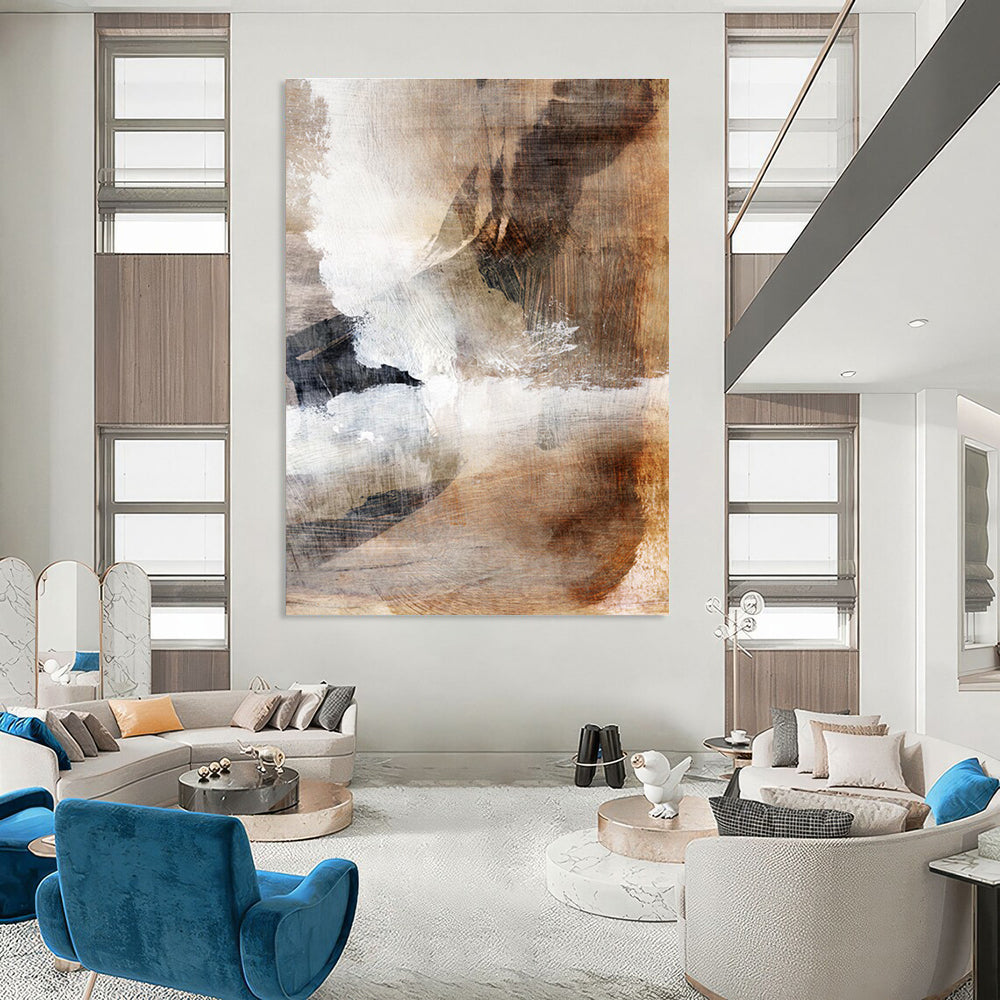 Earth - Toned Abstract Painting for Rustic - Chic Home Interiors HENG209