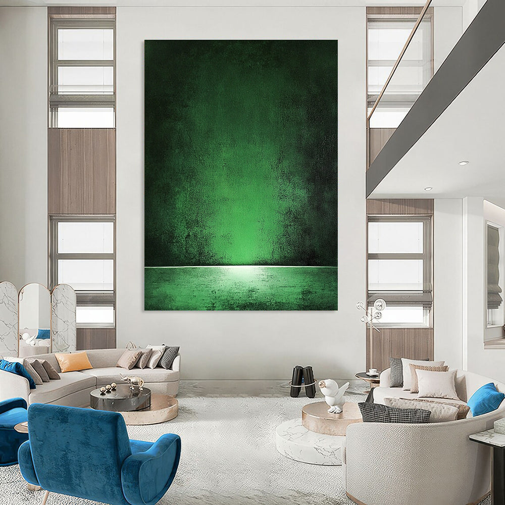 Dark Green Gradient Abstract Painting of Mysterious Depth GAB0140