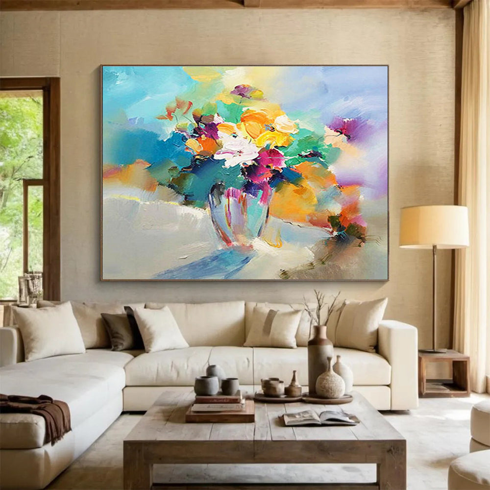 Colorful Flower Bouquet Abstract Painting for Vibrant Kitchens YHT191