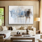 Layered Horse Sketches with Delicate Lines Abstract Painting ABS329