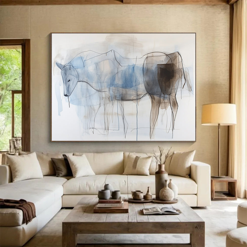 Layered Horse Sketches with Delicate Lines Abstract Painting ABS329