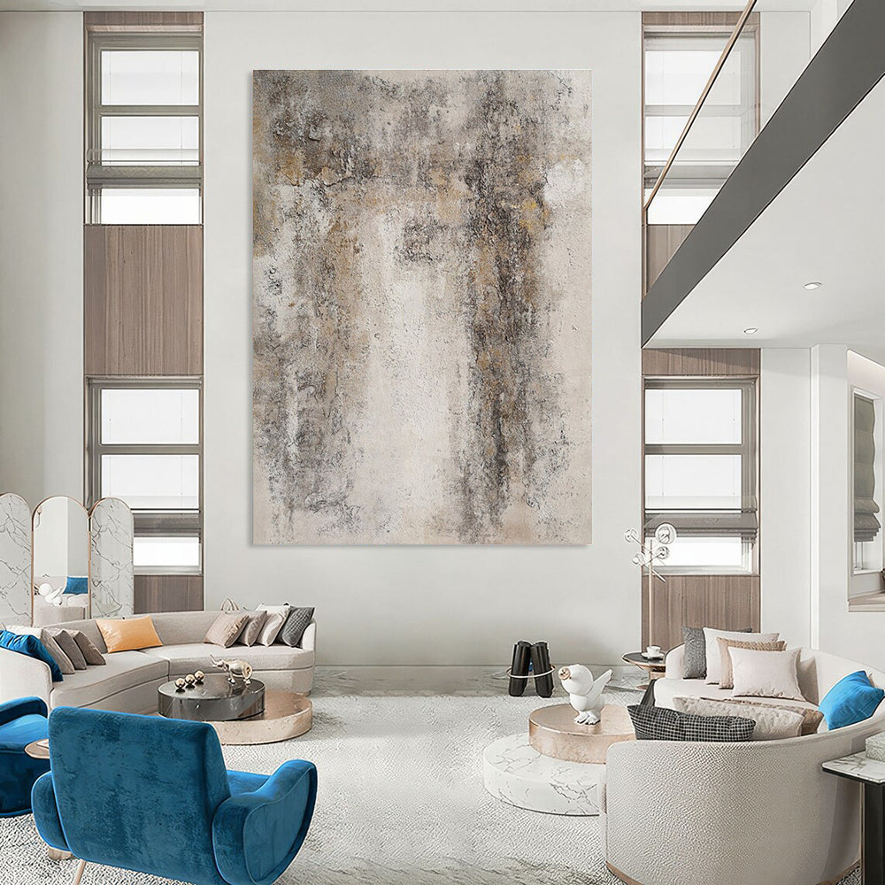 Weathered Concrete - Like Abstract in Gray and Beige Painting for Industrial - Chic Lofts HENG346