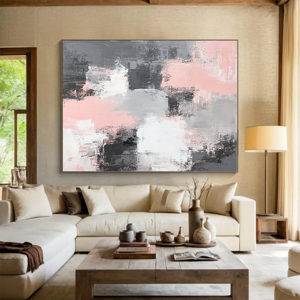 Pink and Gray Abstract Painting with Gentle Contrast WINK317