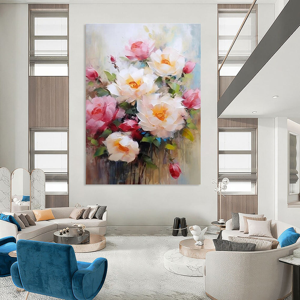 Classic Floral Bouquet Abstract Painting for Timeless Dining Rooms HENG429