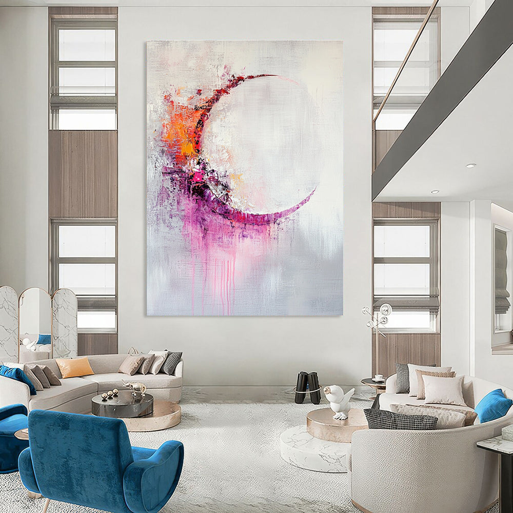 Colorful Crescent Abstract Painting for Bohemian - Style Art Studios GAB0934