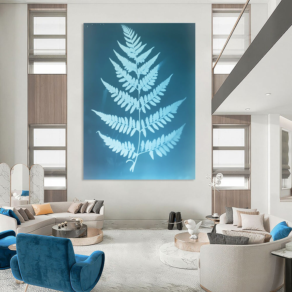 Fern Leaf Blueprint Abstract Painting for Nature - Inspired Home Offices GAB1327