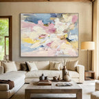 Pink Blue Yellow Abstract Painting with Cheerful Vibrancy WINK467