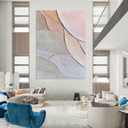 Pastel Colored Leaf Shapes Abstract Painting with 3D Textures GAB0061