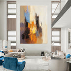 Abstract Cityscape in Warm Tones Painting for Industrial - Chic Restaurants GAB1164