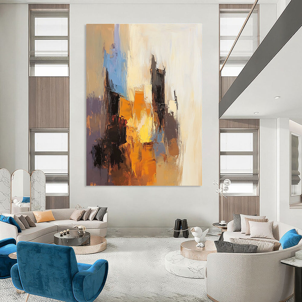 Abstract Cityscape in Warm Tones Painting for Industrial - Chic Restaurants GAB1164