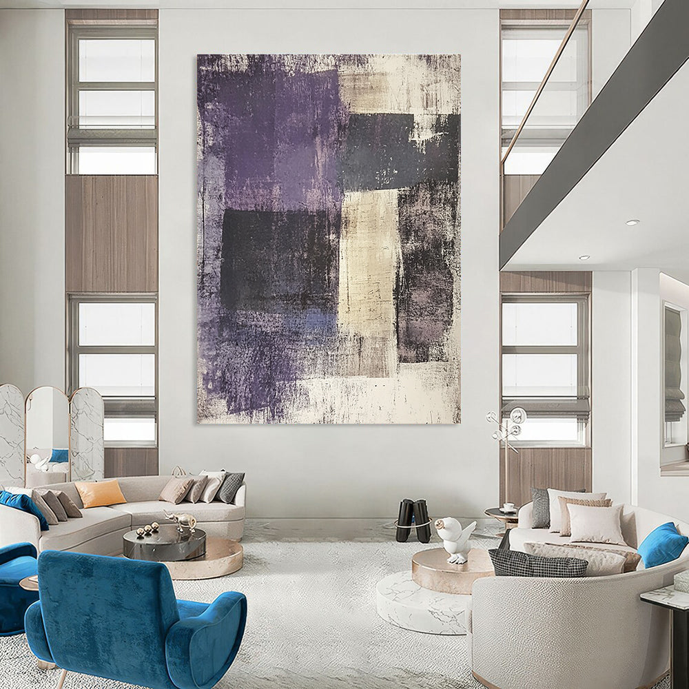 Minimalist Color Block Abstract Painting in Purple Tones GAB0662