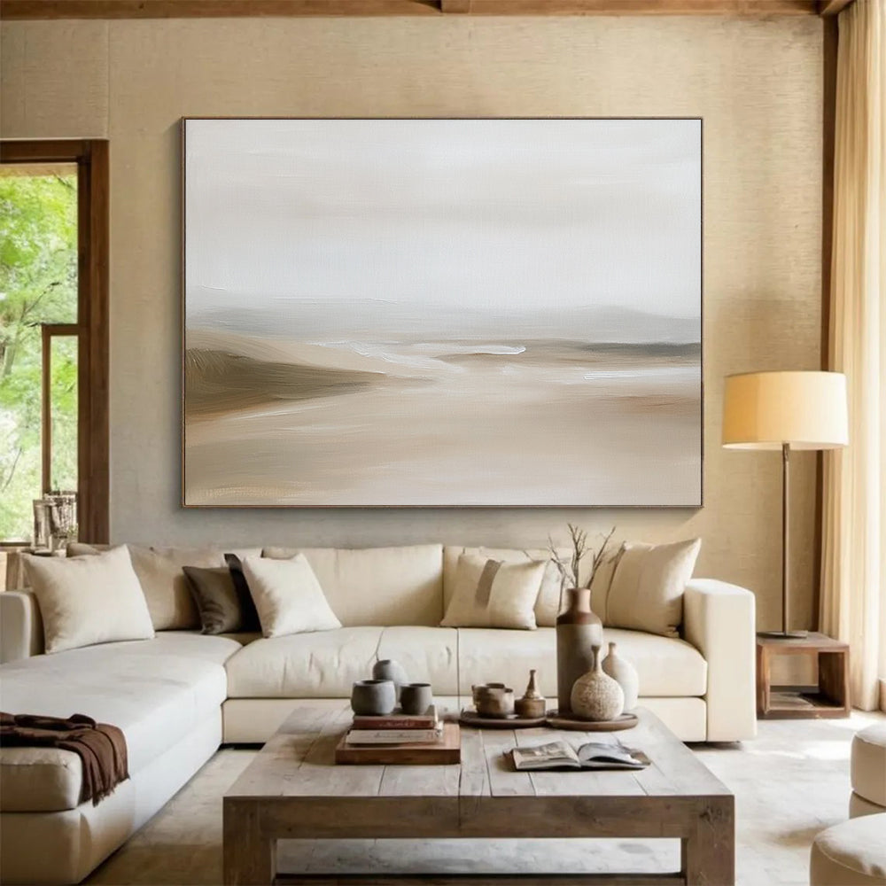 Minimalist Neutral Landscape Abstract Painting with Subtle Calm ABS592