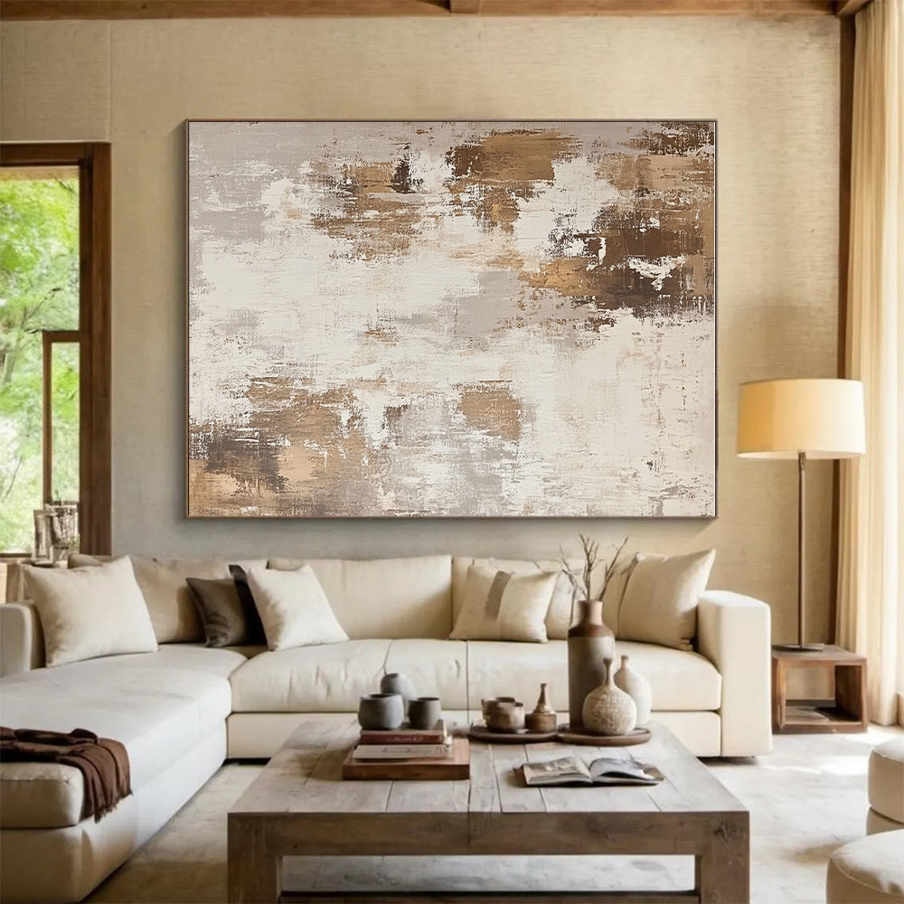 Neutral and Gold Abstract Painting with Subtle Opulence WINK126