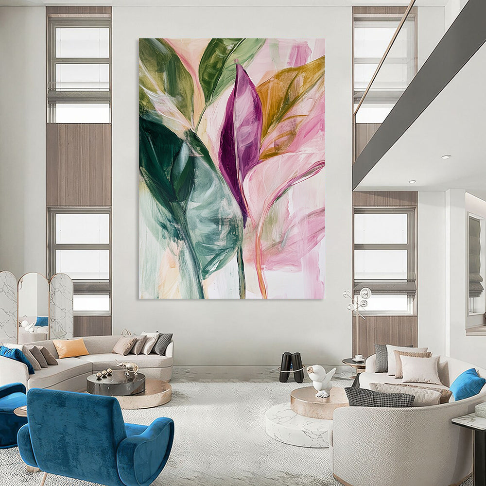 Tropical Leaf Abstract Painting for Beachfront Cafes GAB0775