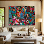 Vibrant Geometric Abstract Painting for Modern Art Galleries YHT242
