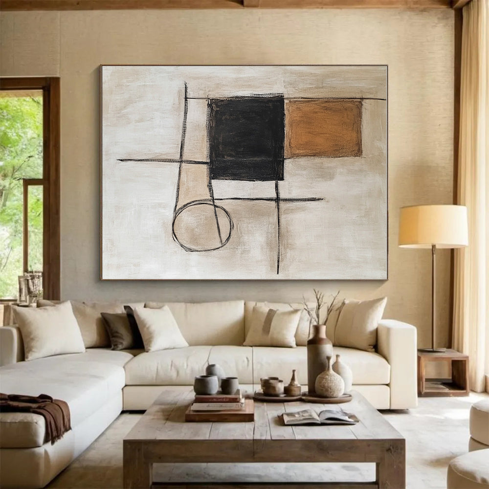 Minimalist Geometric Shapes Abstract Painting with Quiet Structure WINK183