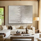 Dripping Silver Abstract Painting with Subtle Drama WINK305
