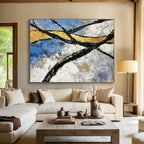 Golden Branches Abstract Painting with Luxurious, Textured Elegance ABS525
