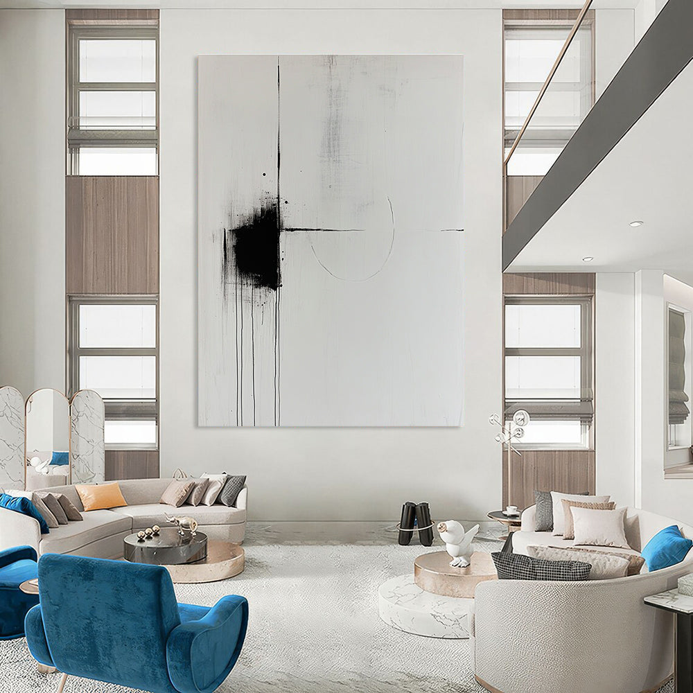 Minimalist Black and White Abstract Painting for Contemporary Studies GAB1008