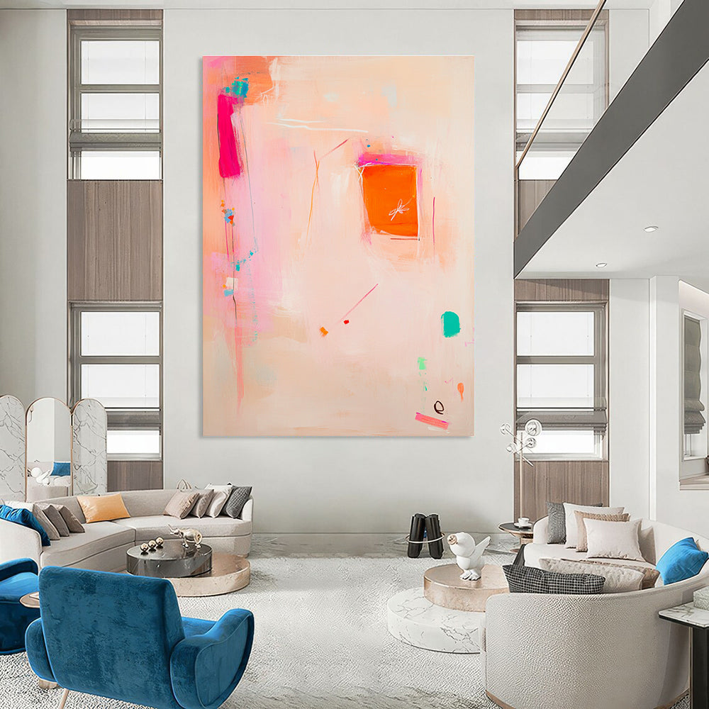 Soft Pink Abstract with Dragonfly Painting for Bohemian Bedrooms GAB1153