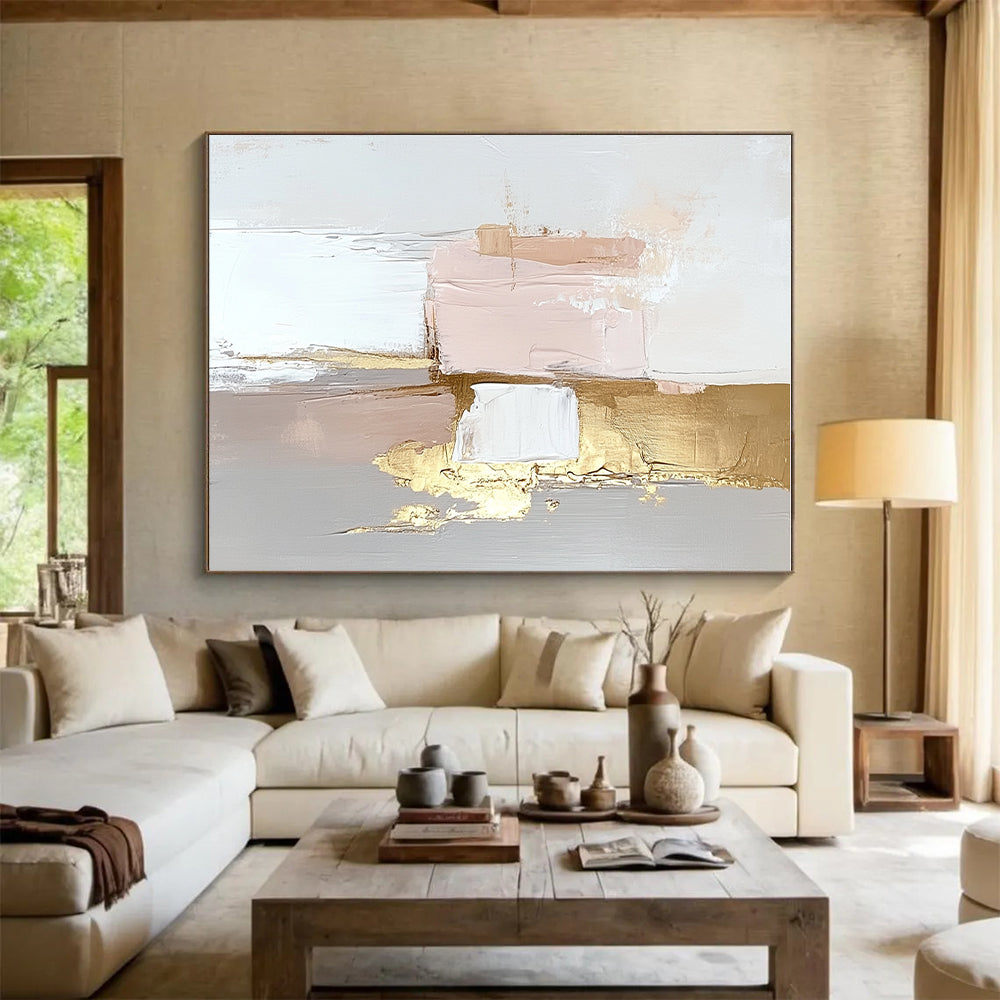 Pink Gold Gray Abstract Painting with Delicate Luxury WINK471