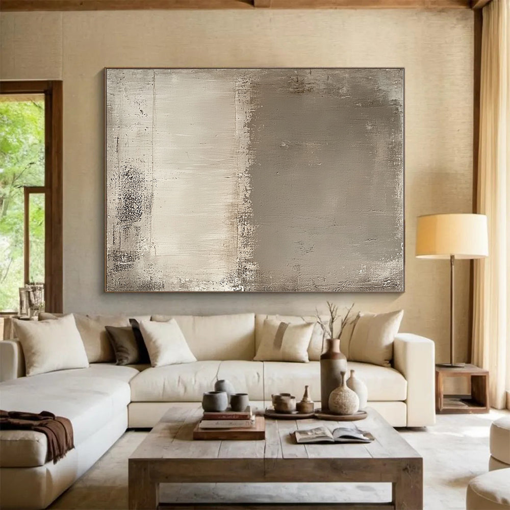 Taupe Textured Surface Abstract Painting with Calm Neutrality WINK119